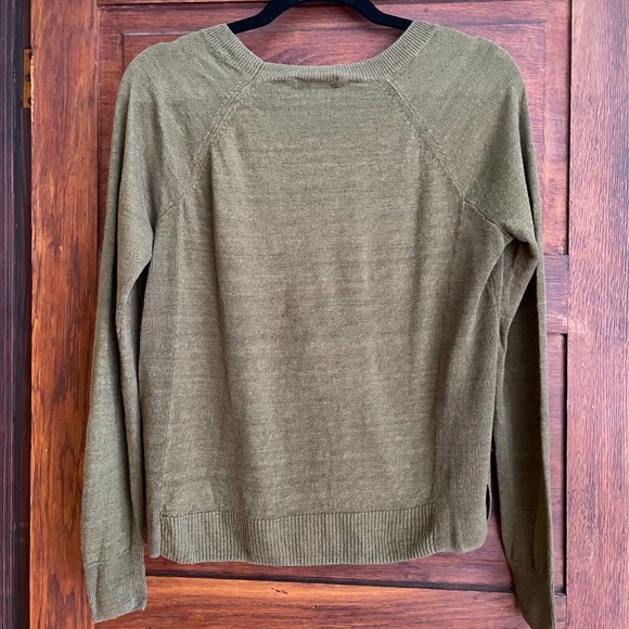 J. Crew Linen Olive Sweater Size XS - Picture 2 of 6